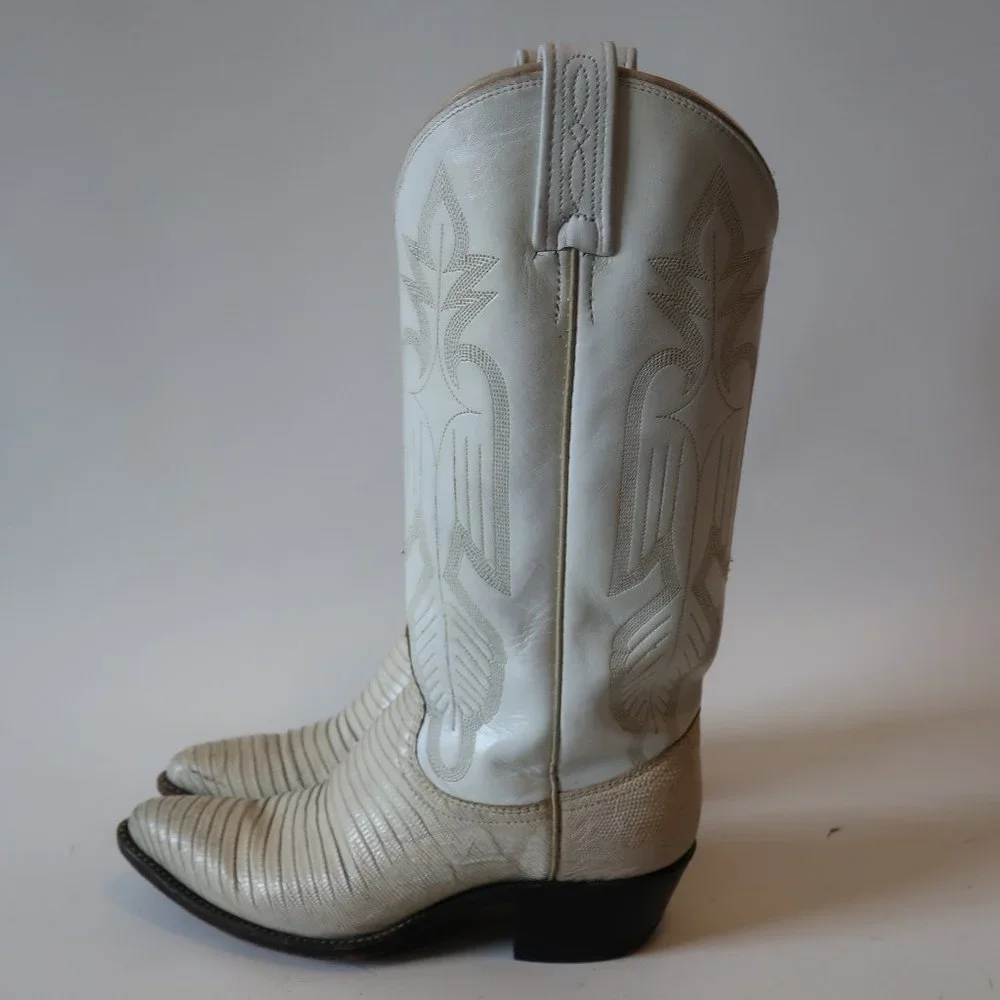 Dan Post White Heeled Boots - Picture 4 of 8
